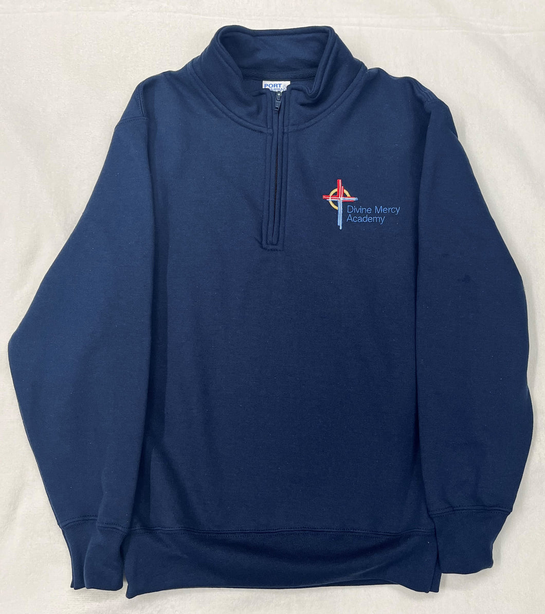 DMA023.2 Divine Mercy Academy - Quarter Zip Sweatshirt - Navy - Adult Sizes