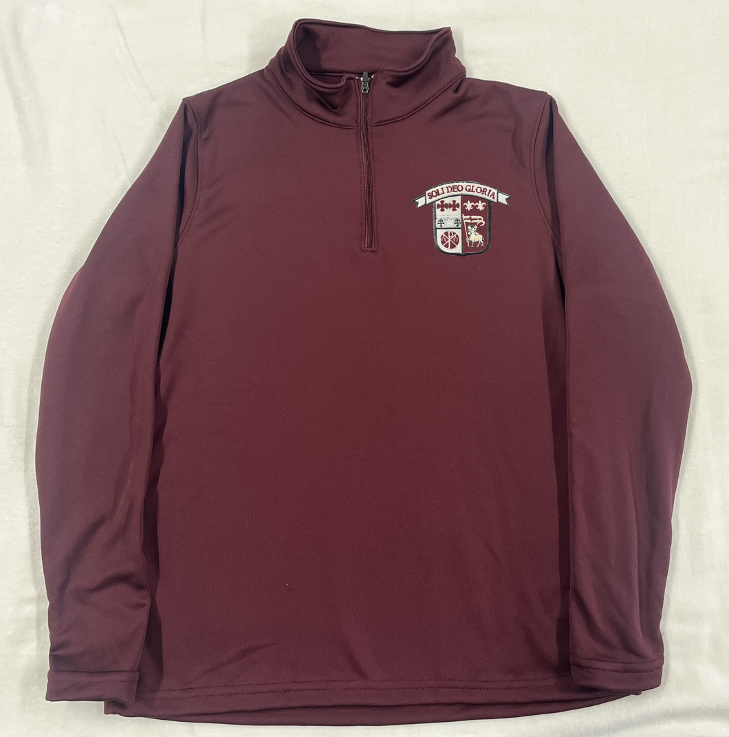 GCC00.7 GCC - Ladies Wicking Fleece 1/4 Zip - Maroon - Ladies Sizes