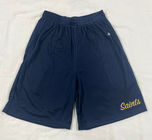 MNCS026 - Mary of Nazareth Boy's Youth Wicking Gym Shorts - Navy - Youth Sizes