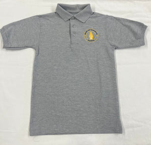 MNCS005 Mary of Nazareth Short Sleeve Unisex Pique Knit Polo - Gray - Youth Sizes