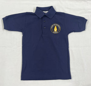 MNCS001 - Mary of Nazareth Short Sleeve Unisex Pique Knit Polo - Navy - Youth Sizes