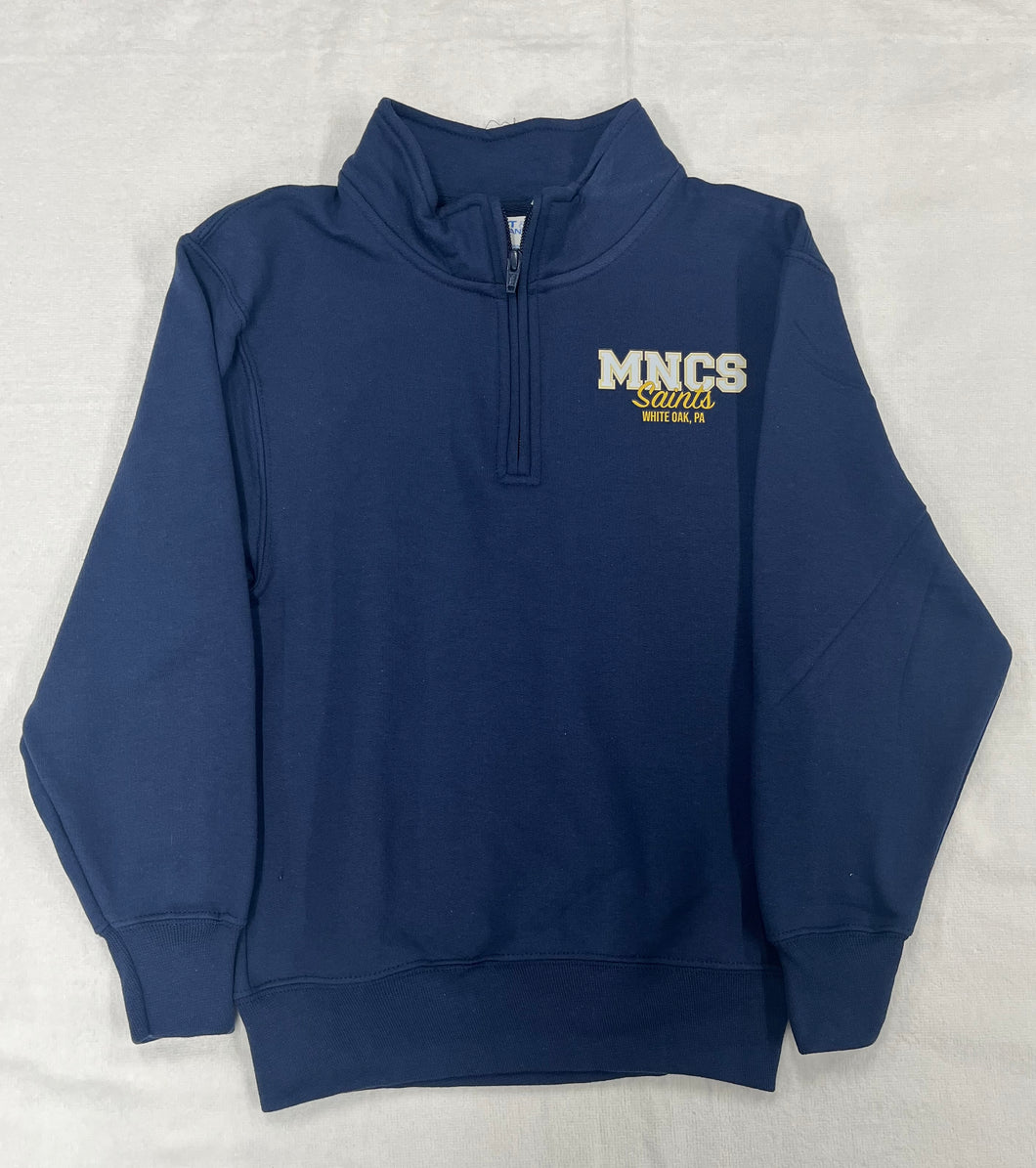 MNCS034 - Mary of Nazareth Unisex Quarter Zip Sweatshirt - Youth Sizes - Navy