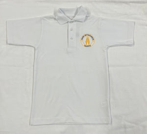 MNCS003 - Mary of Nazareth Short Sleeve Unisex Pique Knit Polo - White - Youth Sizes