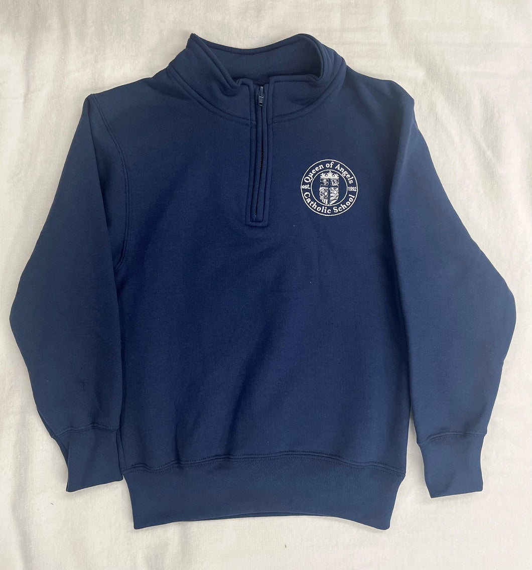 QOA105.2 Queen of Angels - Quarter Zip Sweatshirt - Navy - Adult Sizes