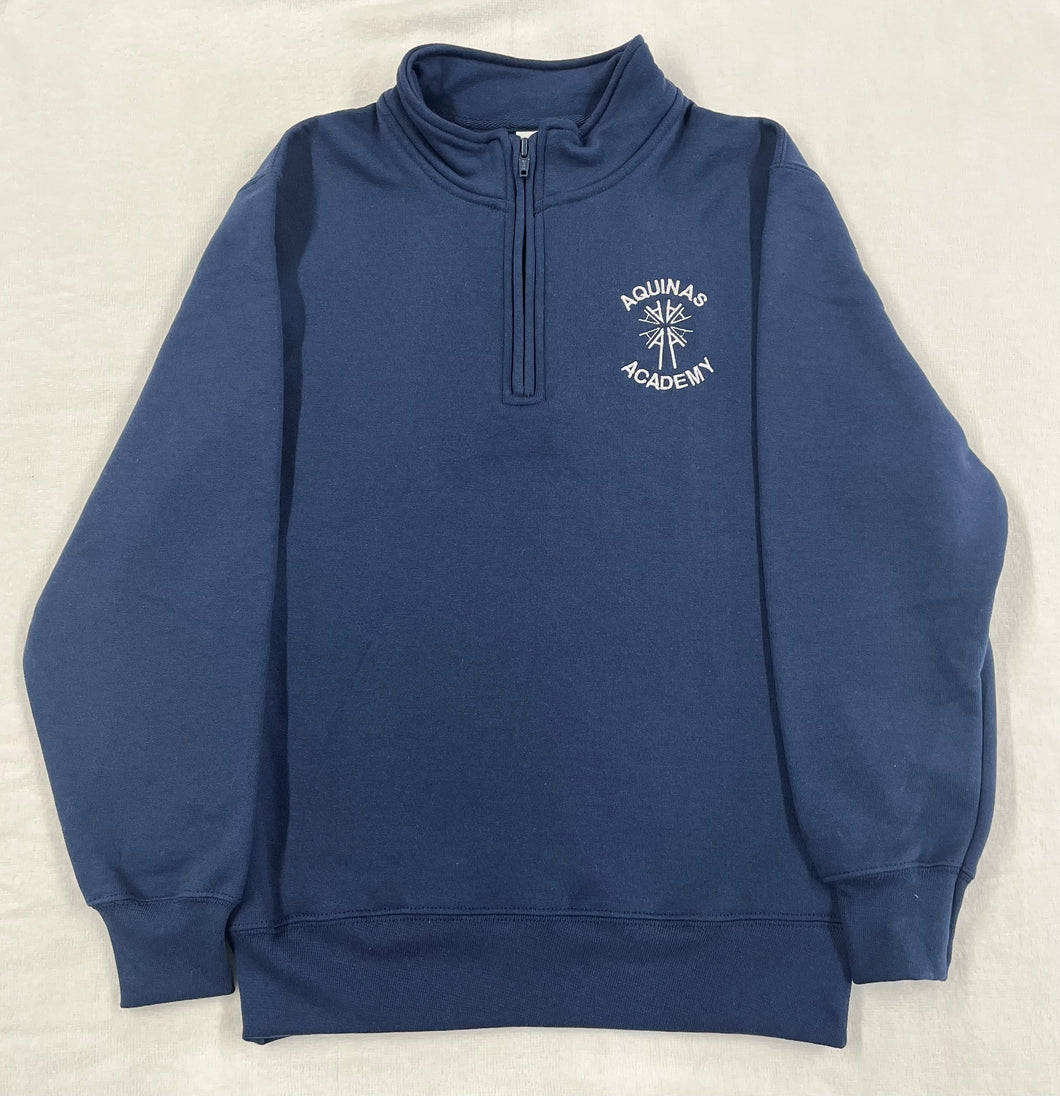 AA058.2 Aquinas Academy - Quarter Zip Sweatshirt - Navy - Adult Sizes