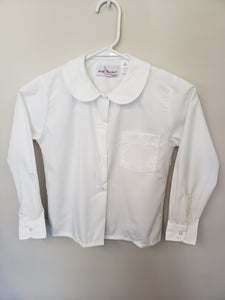 QOA022.2 - Queen of Angels- Long Sleeve Peter Pan Collar Blouse - White - Youth Sizes