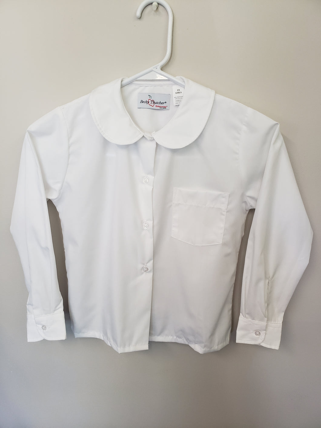 QOA022.2 - Queen of Angels- Long Sleeve Peter Pan Collar Blouse - White - Youth Sizes