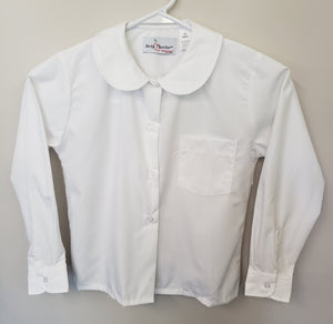 AA018 Aquinas Academy - Long Sleeve Peter Pan Collar Blouse - White - Youth Sizes