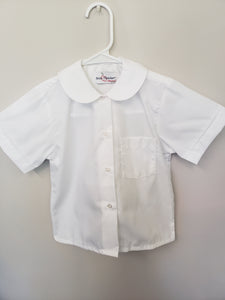 QOA022.1 - Short Sleeve Peter Pan Collar Blouse - White - Youth Sizes