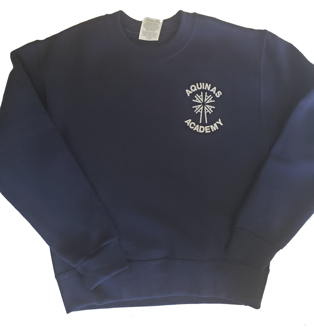 AA057 Aquinas Academy - Cotton Crewneck Sweatshirt - Navy - Youth Sizes
