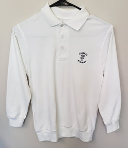 AA012 Aquinas Academy - Long Sleeve Banded Jersey Polo - White Only - Youth Sizes
