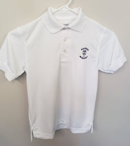 AA008 Aquinas Academy - Short Sleeve Unisex Polyester Wicking Polo - White - Adult Sizes