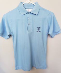 AA002 Aquinas Academy - Short Sleeve Unisex Pique Knit Polo - Carolina Blue - Adult Sizes