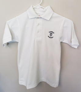 AA003 Aquinas Academy - Short Sleeve Unisex Pique Knit Polo - White - Youth Sizes