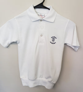 AA011 Aquinas Academy - Short Sleeve Banded Jersey Polo - White Only - Youth Sizes