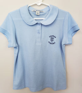 AA009 Aquinas Academy - Peter Pan Collar Polo - Carolina Blue - Youth sizes
