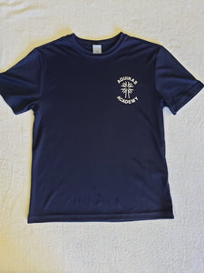 AA038 Aquinas Academy - Short Sleeve Polyester Wicking Gym Shirt - Navy - Adult Sizes