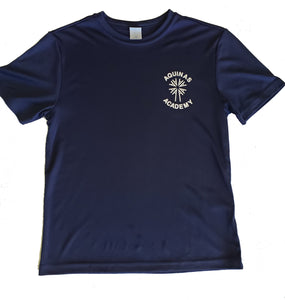 AA037 Aquinas Academy - Short Sleeve Polyester Wicking Gym Shirt - Navy - Youth Sizes