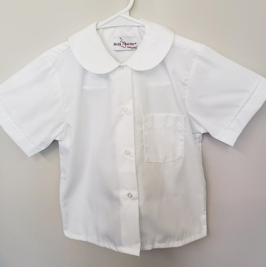 DMA024 - Divine Mercy Academy - Short Sleeve Peter Pan Collar Blouse - White - Youth Sizes
