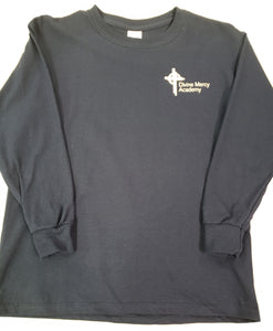 DMA052 - Divine Mercy Academy - Long Sleeve Cotton Gym Shirt -Navy - Adult Sizes