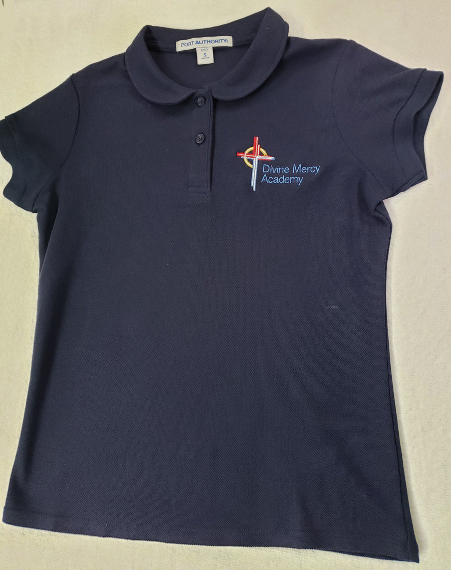 DMA009 - Divine Mercy Academy - Peter Pan Collar Polo - Navy - Youth sizes