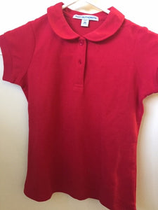 DMA010 - Divine Mercy Academy - Peter Pan Collar Polo - Red - Youth sizes