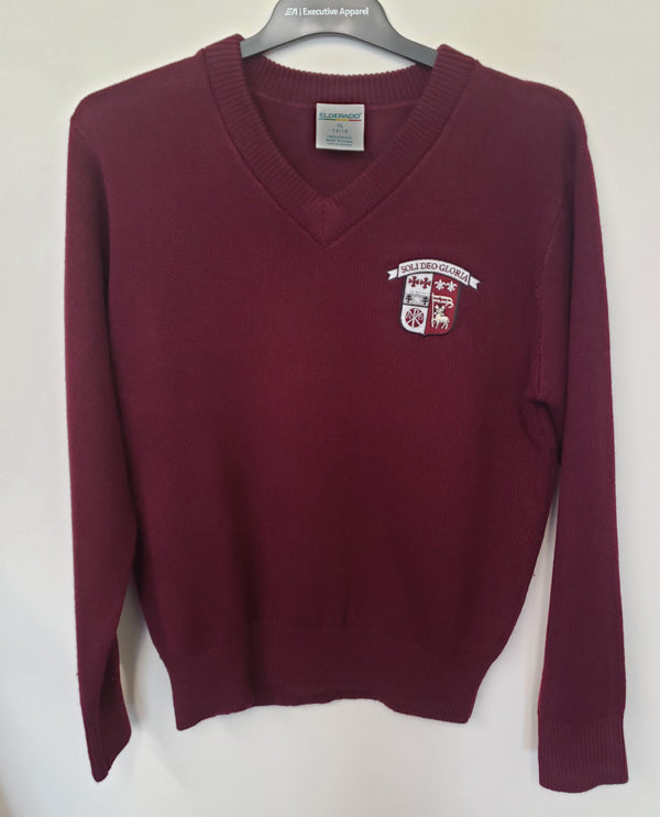 GCC037 GCC - V-Neck Sweater - Maroon - Youth Sizes