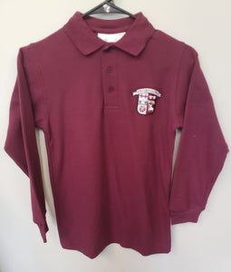 GCC010 GCC - Sr. High Long Sleeve Unisex Pique Knit Polo - Maroon - Adult Sizes