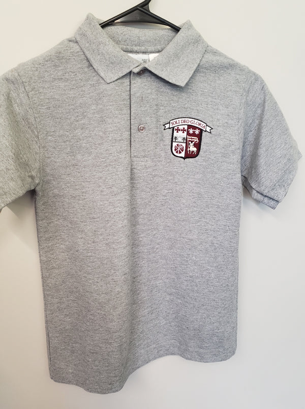 GCC008 GCC - Jr. High -Short Sleeve Unisex Pique Knit Polo - Grey - Adult Sizes