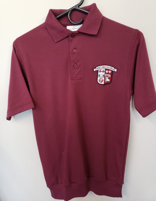 GCC019 GCC - Girls' Sr. High - Short Sleeve Banded Jersey Polo - Maroon - Youth Sizes