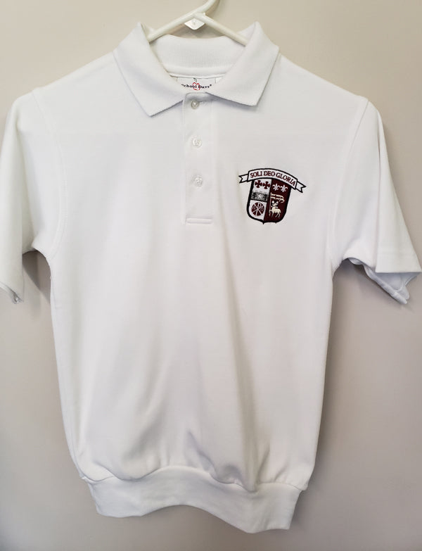 GCC017 GCC - Girls' Sr. High Short Sleeve Banded Jersey Polo - White - Youth Sizes